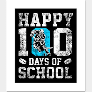 Happy 100 Days Of School Hockey Lovers Boys Girls Posters and Art